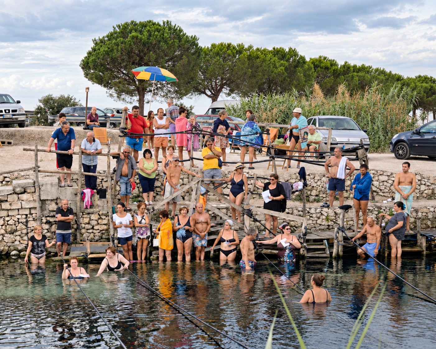 Persone riunite sulle rive del fiume Tara